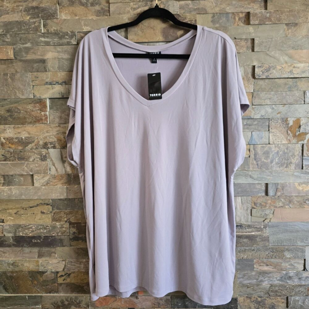 NWT Torrid Short Dolman Sleeve Top Women's Plus Size 3 3X Grey Stretch Shirt